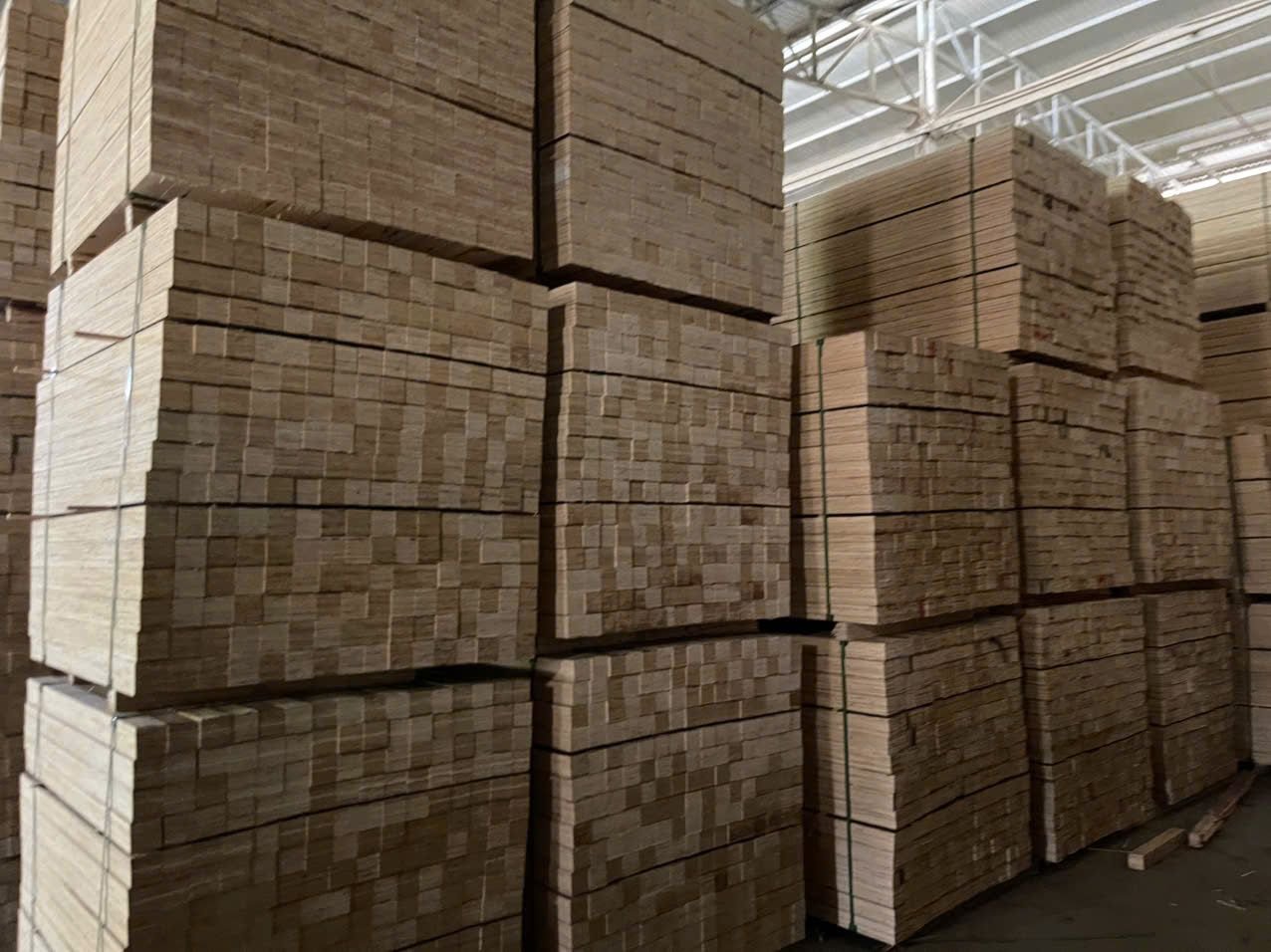 Finished LVL bundles at a partner factory